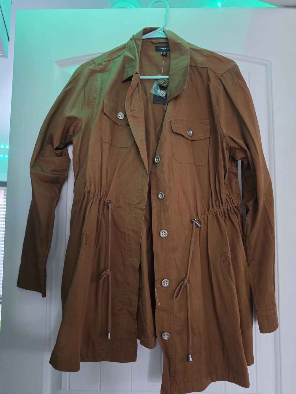 torrid Brown Drawstring-Waist Trench Coat